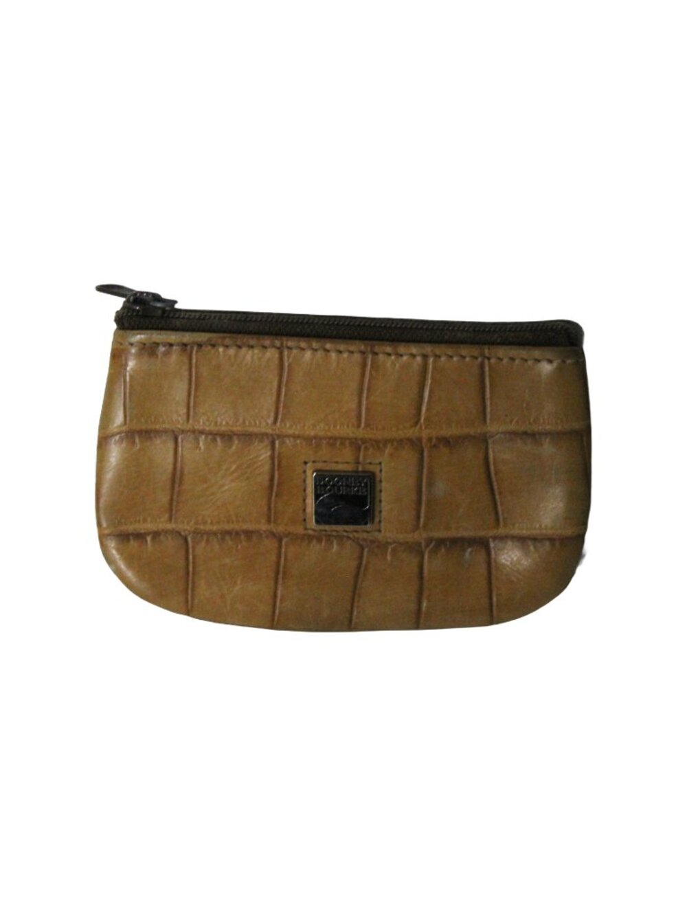 Dooney & Bourke Tan Croc Embossed Leather Zipper Coin Purse